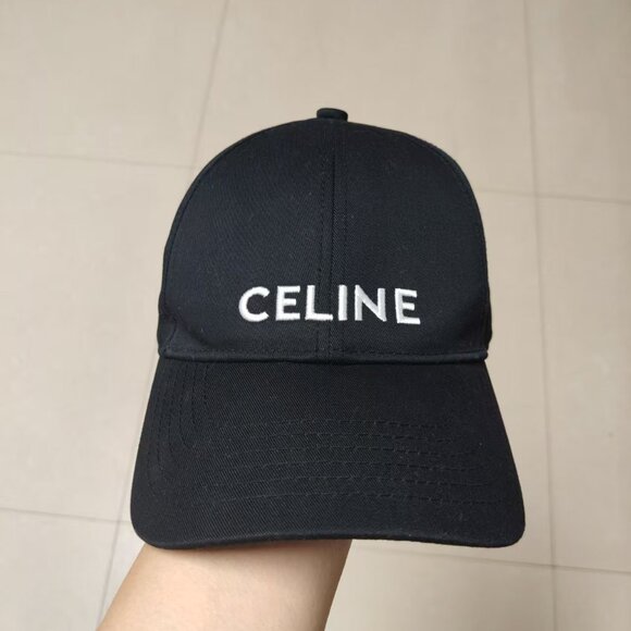Authentic Celine Black Baseball Cap | Embroidered Logo Hat - Picture 1 of 6